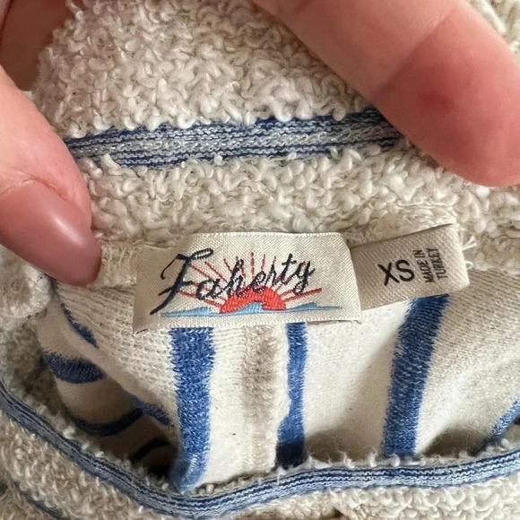 Faherty Pacífica Terry shorts stripes beige cream pockets drawstring coastal XS - Picture 4 of 6